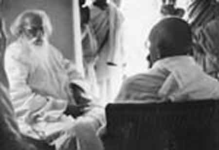 Rabindranath Tagore and Gandhiji met at Santiniketan to discuss release of Political Prisoners in 1939.jpg